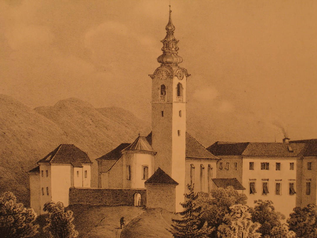 c3) Cerkev, 1848 (reprodukcija Wagner, izrez)