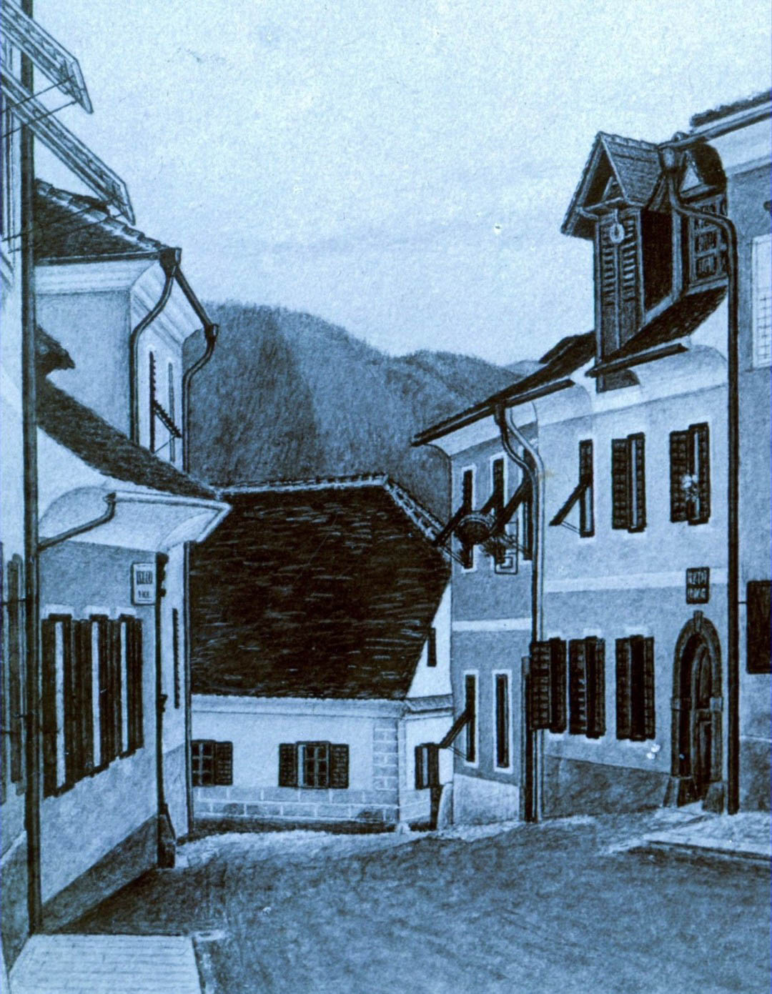 d2) Katrinekova in Burclnova hiša, 1899 (DAR - Rojec, retuša)