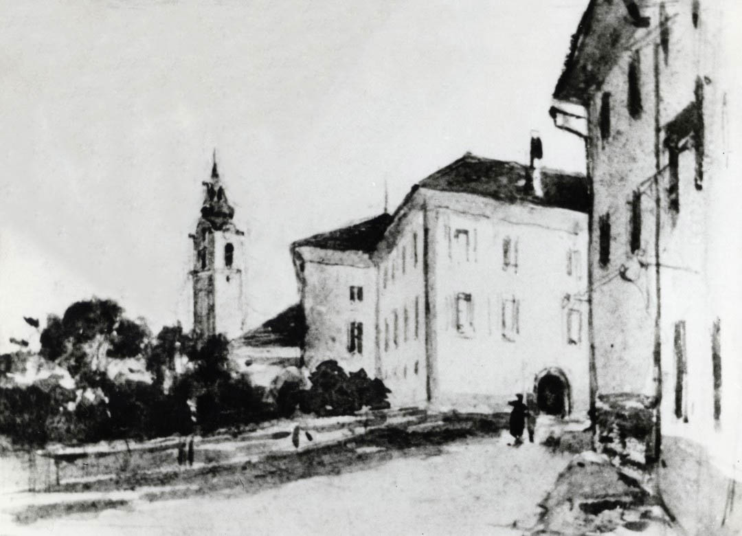 m2) Vhod v Graščino, ok. 1890 (Benesch, izrez)