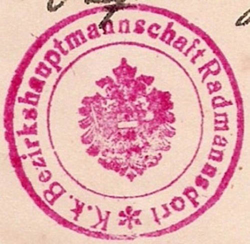 Žig okrajnega glavarstva Radovljia, 1918 (DAR)