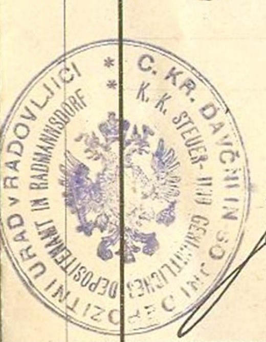 Žig C. kr. Davčnega urada, 1910 (DAR)