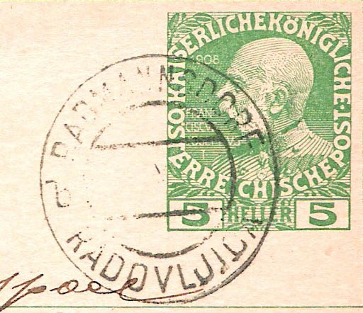 Poštni žig Radovljica, 1911 (DAR)