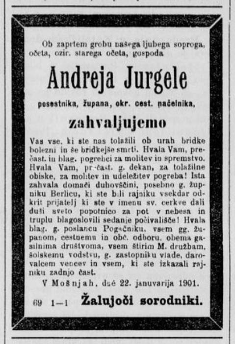 1901.01.24 - Slovenec - Zahvala