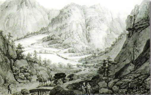 Poštna kočija na Ljubelju, ok. 1800